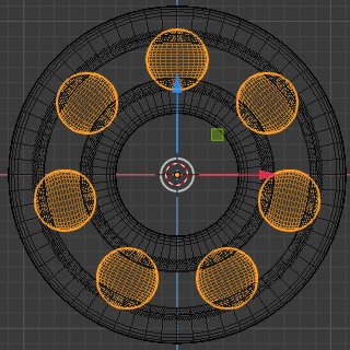 608 Bearing -Ball Bearings within Bearing Race - Wireframe View